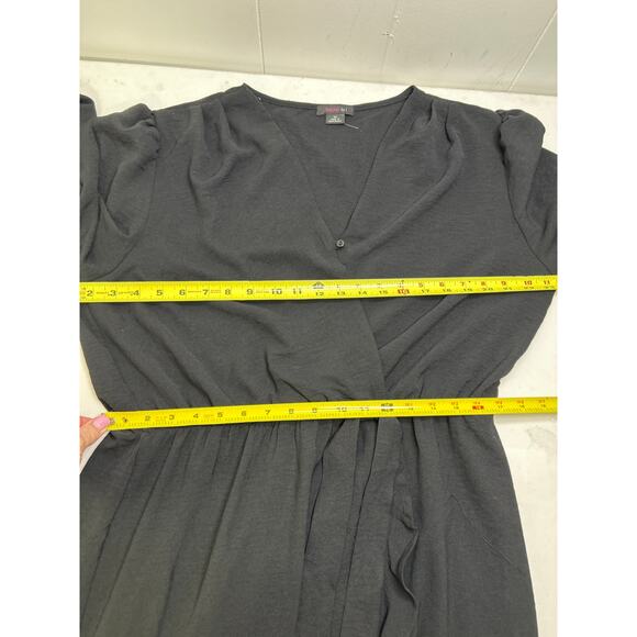 Fraiche by J Faux Wrap Ruffle Long Sleeve Dress In Black. Size XL. NWOT - Picture 7 of 7